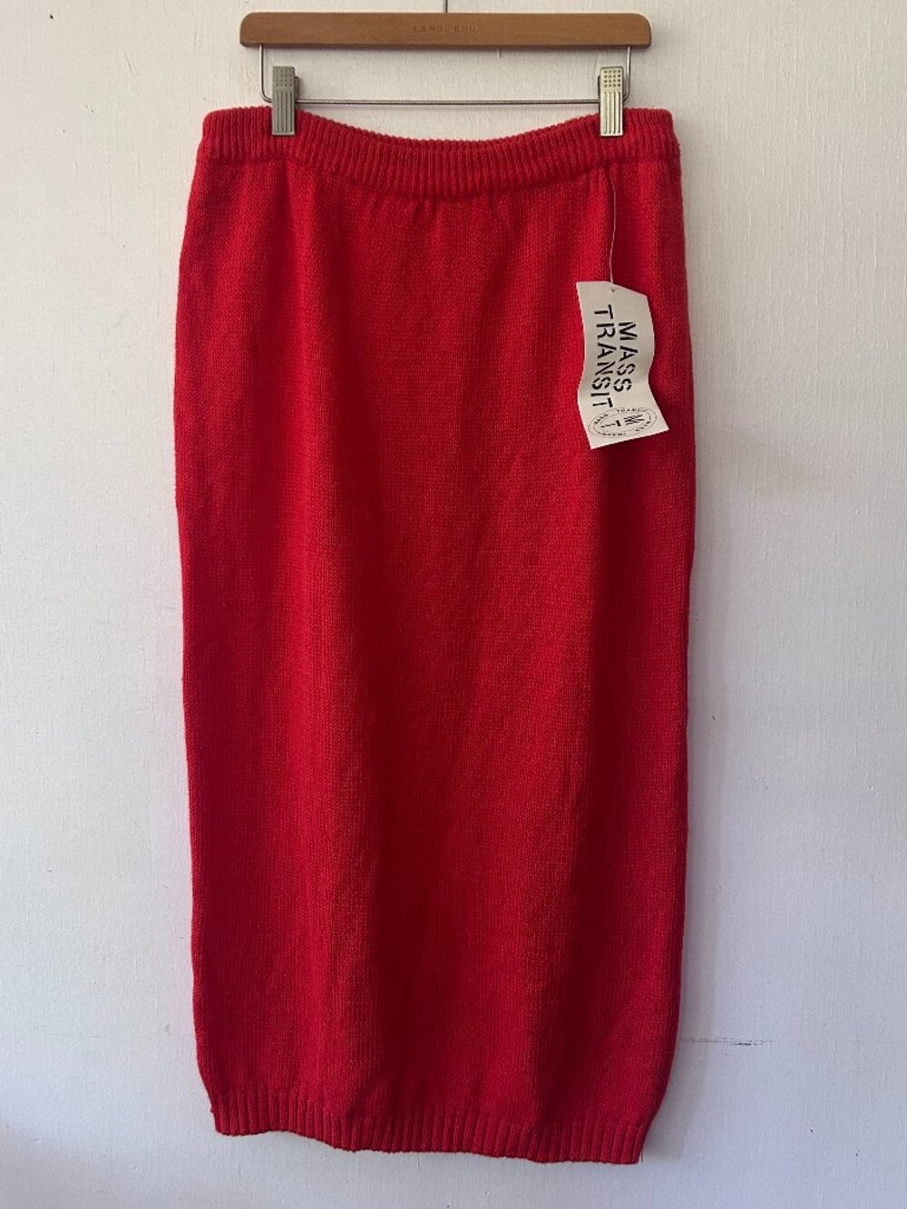 Mass Transit VTG Knit Maxi Skirt Womens Medium NEW Orange Twee Mod Elastic Waist